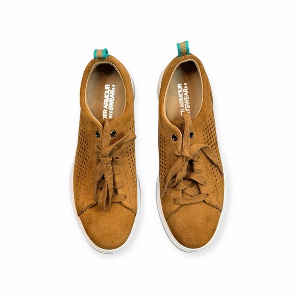 Under Armour Shoes - Under Armour Suede Sneakers Tan Caramel Teal Accent Lace Up Size 8 US 5.5 UK